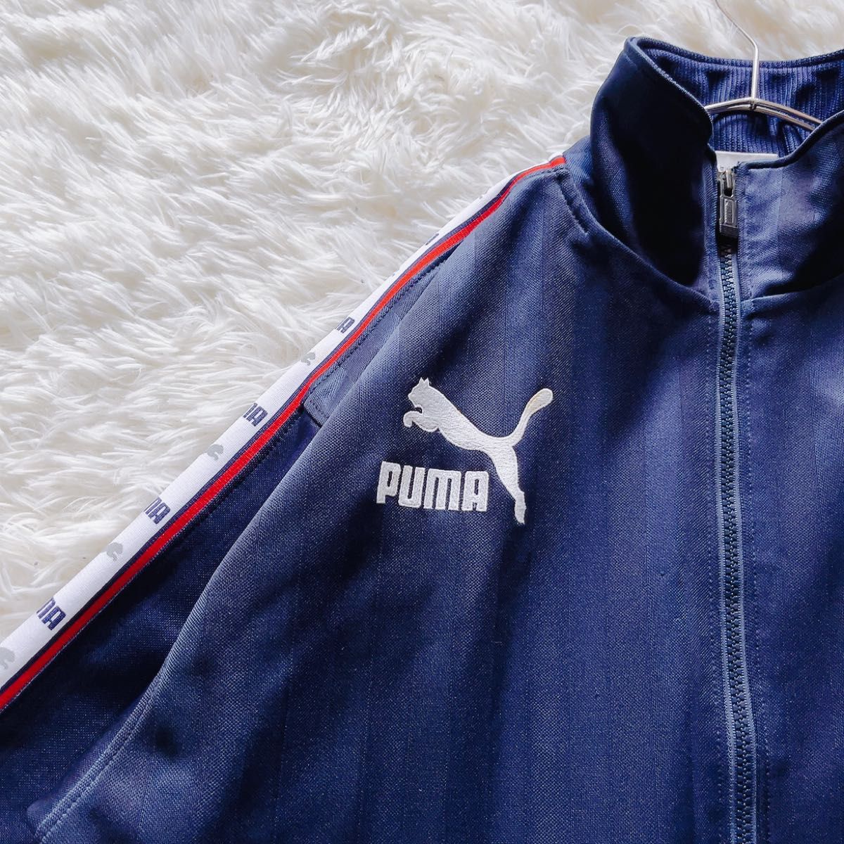 爆買い 英語 PUMA プーマ ジャージ ライン 上下 セット 青 白 XL〜Mサイズ プーマ