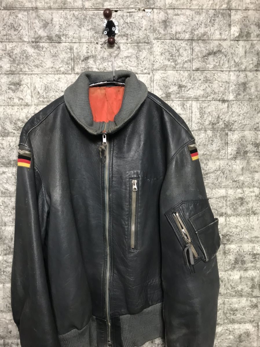1980s ドイツ軍 実物 Germany ヴィンテージ 空軍 パイロット レザー