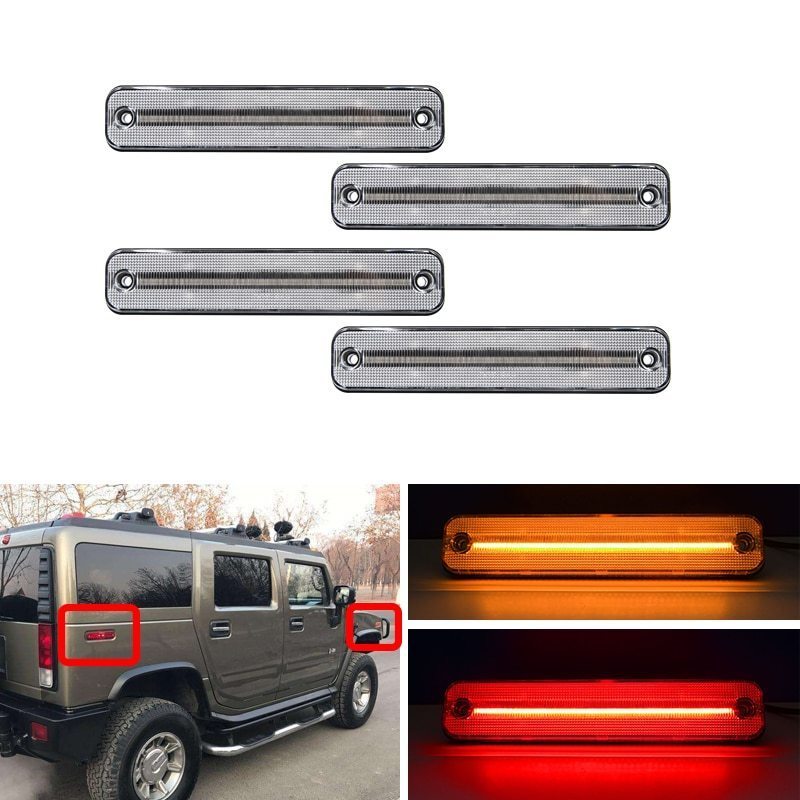 4 個フロント & リア Led サイドマーカーライト用ハマー H2 2003~2009 クリア煙ターン信号ランプ_画像1