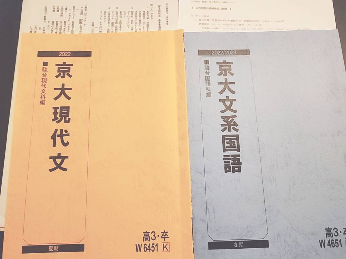 駿台　22年　夏期　京大現代文　松本先生　冬期　京大文系国語　松本・前田先生　テキスト・プリント・板書・おまけ　鉄緑会　河合塾　東進