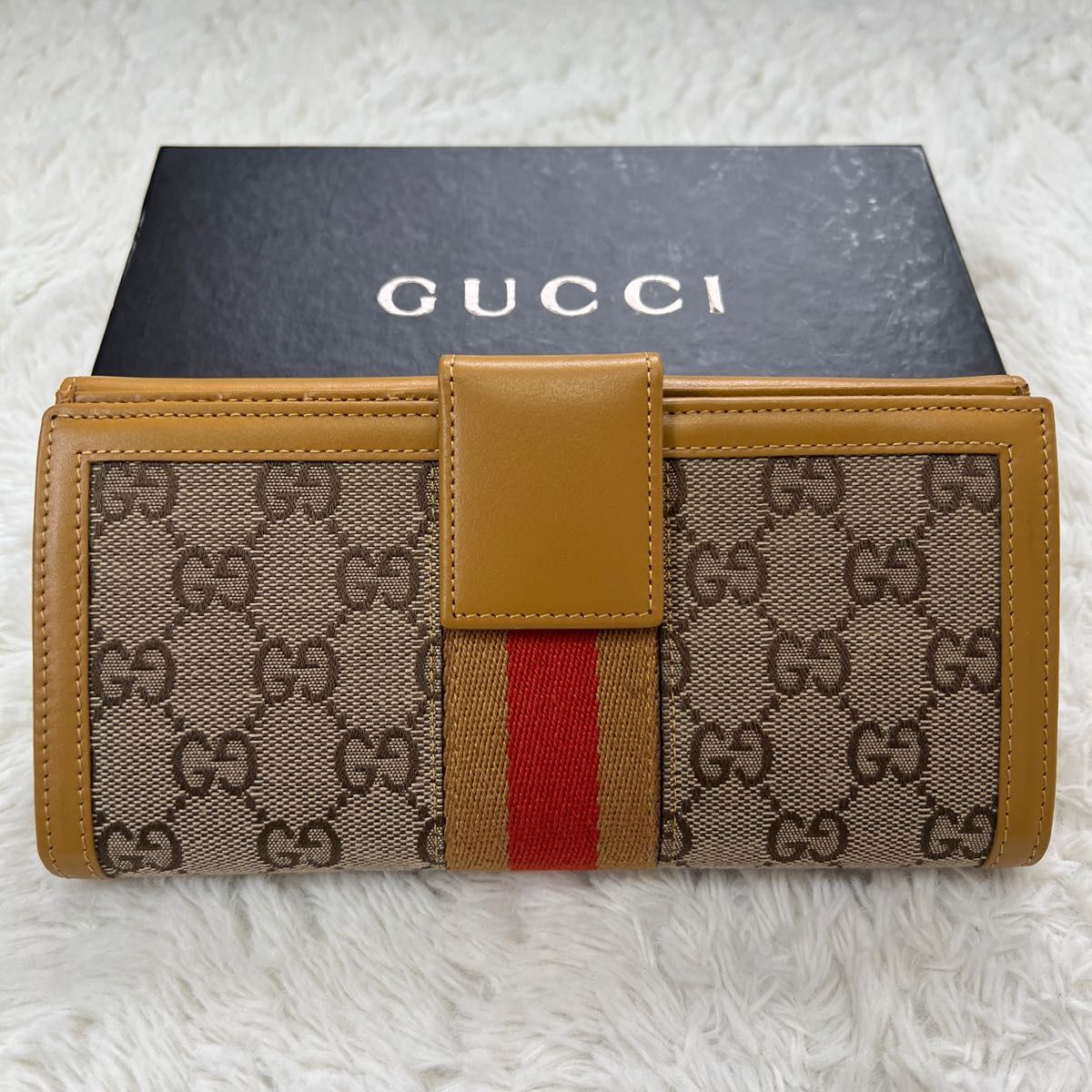 新品未使用 GUCCI グッチ GGキャンパスレザー シェリーライン 長 新品未使用 GUCCI グッチ GGキャンパスレザー シェリーライン 長