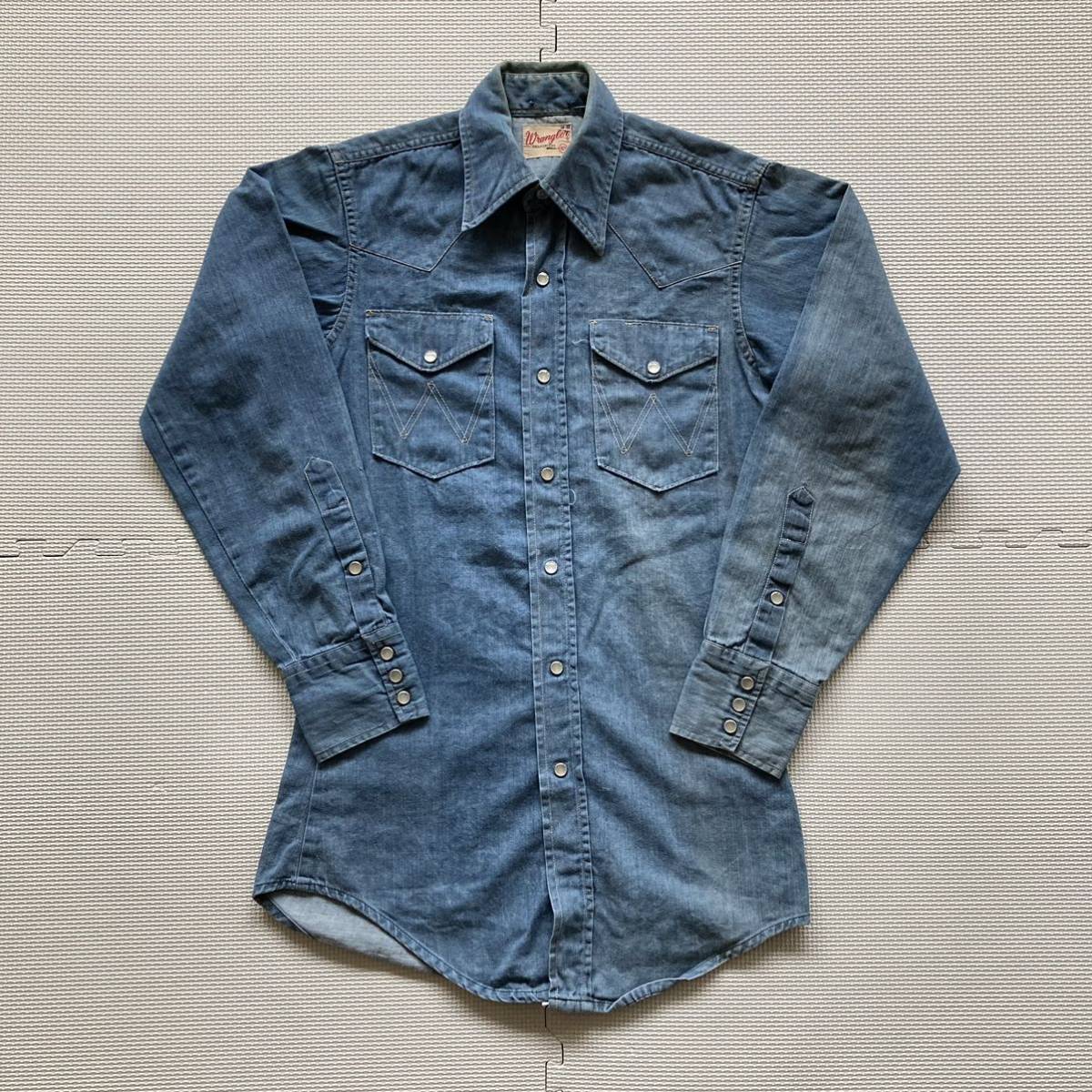 60s 70s VINTAGE!! Wrangler ラングラー デニムウエスタンシャツ 長袖シャツ 14-32