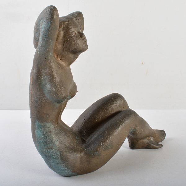 彫刻家 安藤菊男作 ブロンズ像 裸婦像 女性像 重さ約3.7kg M R5865-