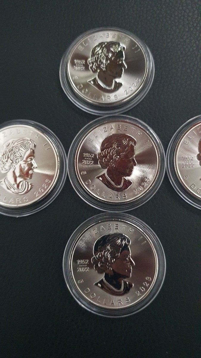 5枚 2023年 カナダ メイプルリーフ １オンス9999純銀 5ドル銀貨