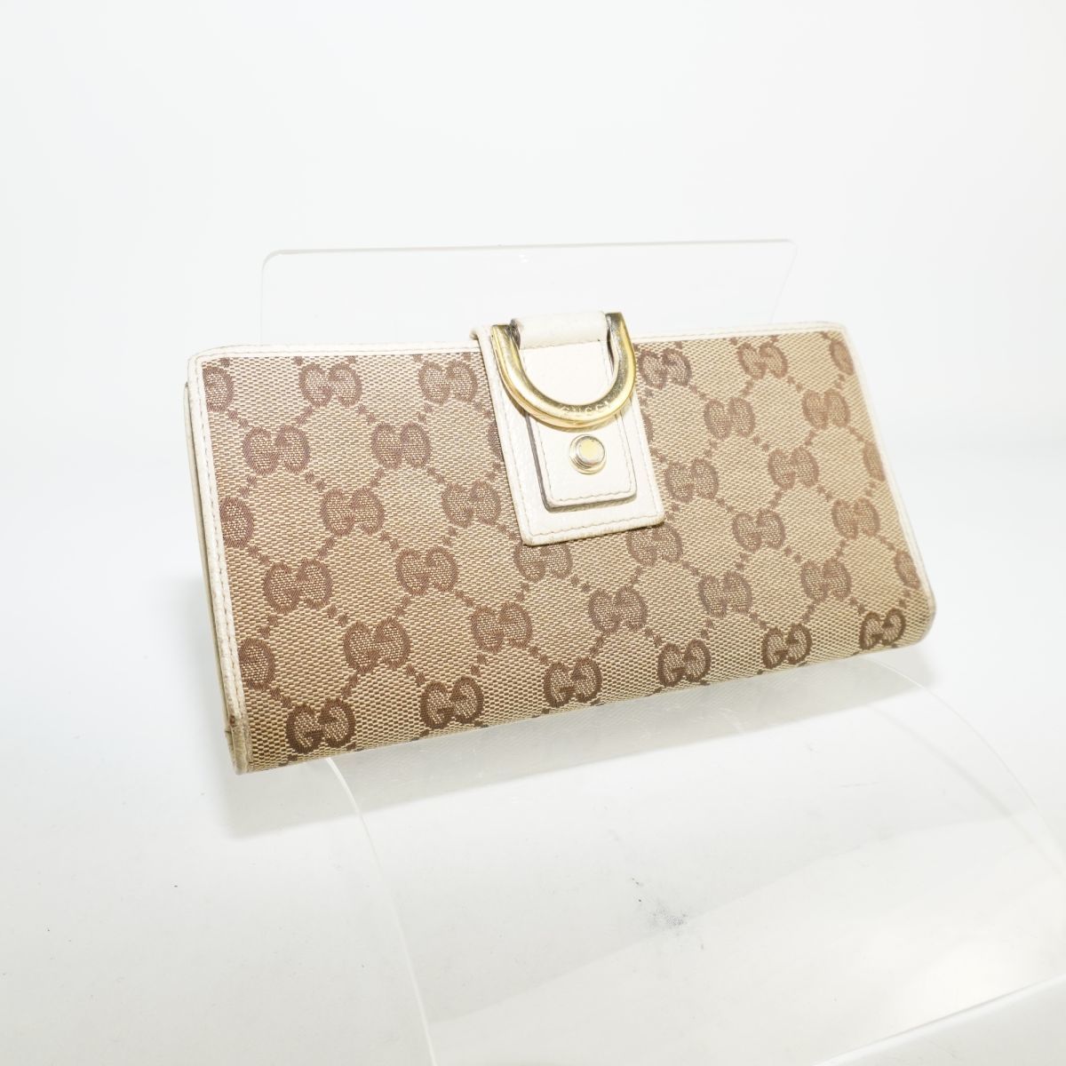 GUCCI グッチ 長財布 アビー GGキャンバス ゴールド金具 本革 レザー 茶色 ブラウン@DC92_画像1