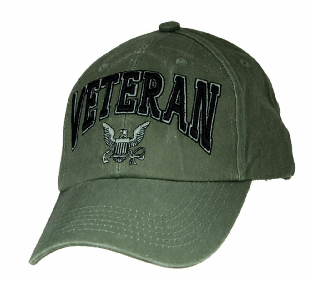 U.S NAVY VETERAN HAT EMBROIDERED 3D RAISED LETTERS MILITARY BALL CAP OD GREEN 海外 即決