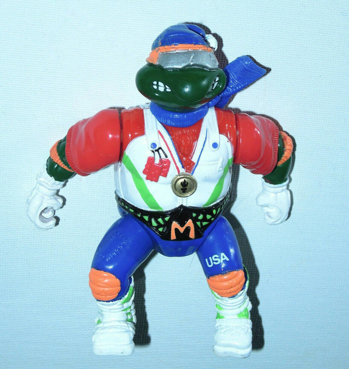 TMNT Ninja Turtles Figure Hot Doggin Mike Vintage 1992 Skiing Spring Loaded Arms 海外 即決