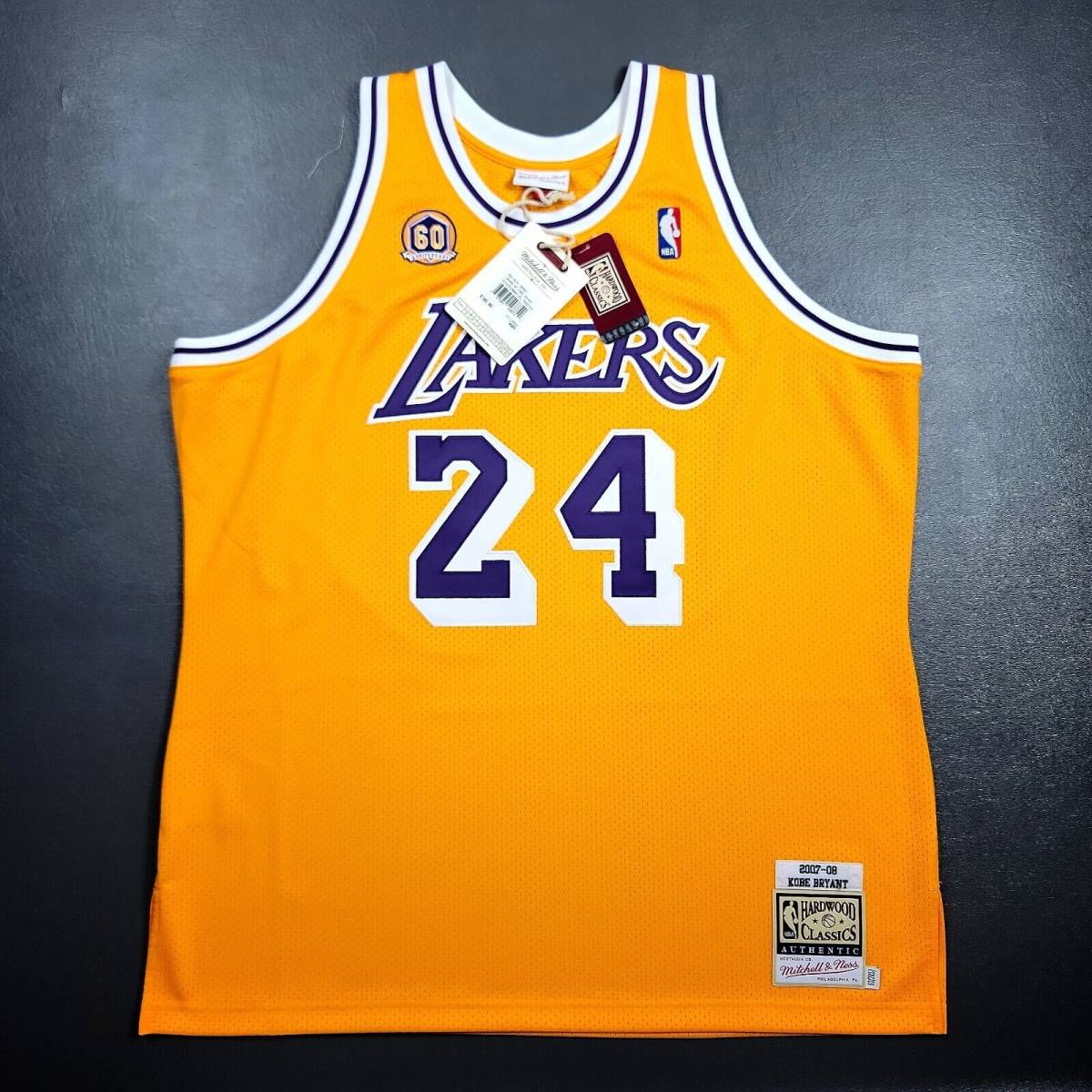 100% Authentic Kobe Bryant Mitchell Ness 07 08 Lakers Jersey Size 52 2XL Mens 海外 即決