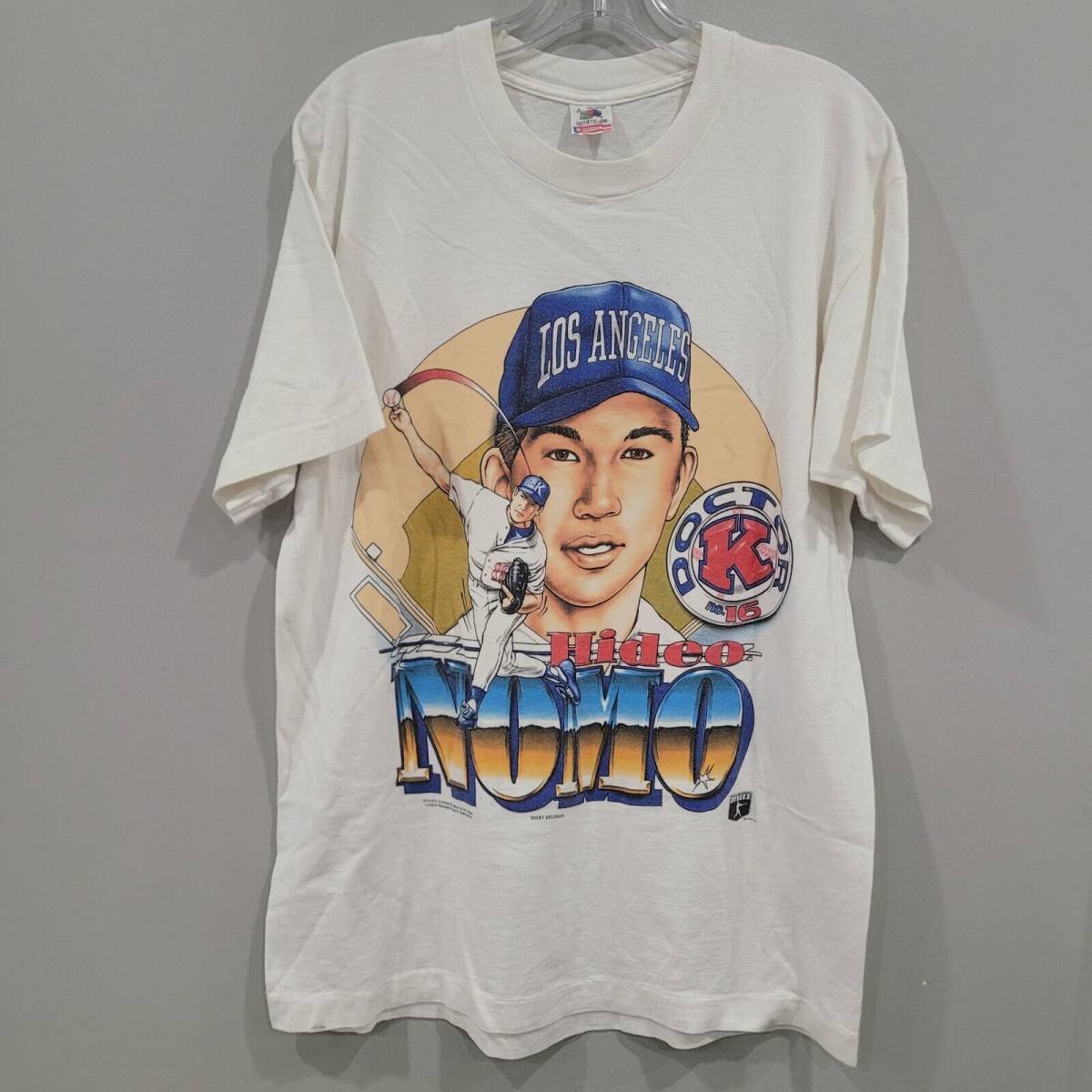 Rare Vintage 90s Los Angeles Dodgers Hideo Nomo 16 Doctor K T-Shirt Mens L 海外 即決