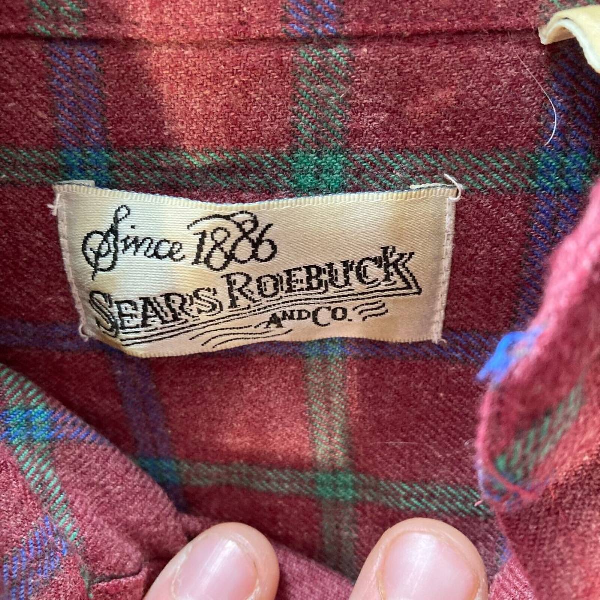 Vintage Sears Roebuck And Co. Button Down Men's Size M Red Flannel 海外 即決 - 1