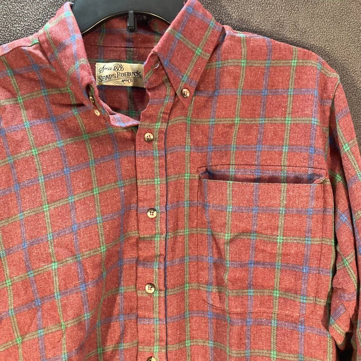 Vintage Sears Roebuck And Co. Button Down Men's Size M Red Flannel 海外 即決 - 3
