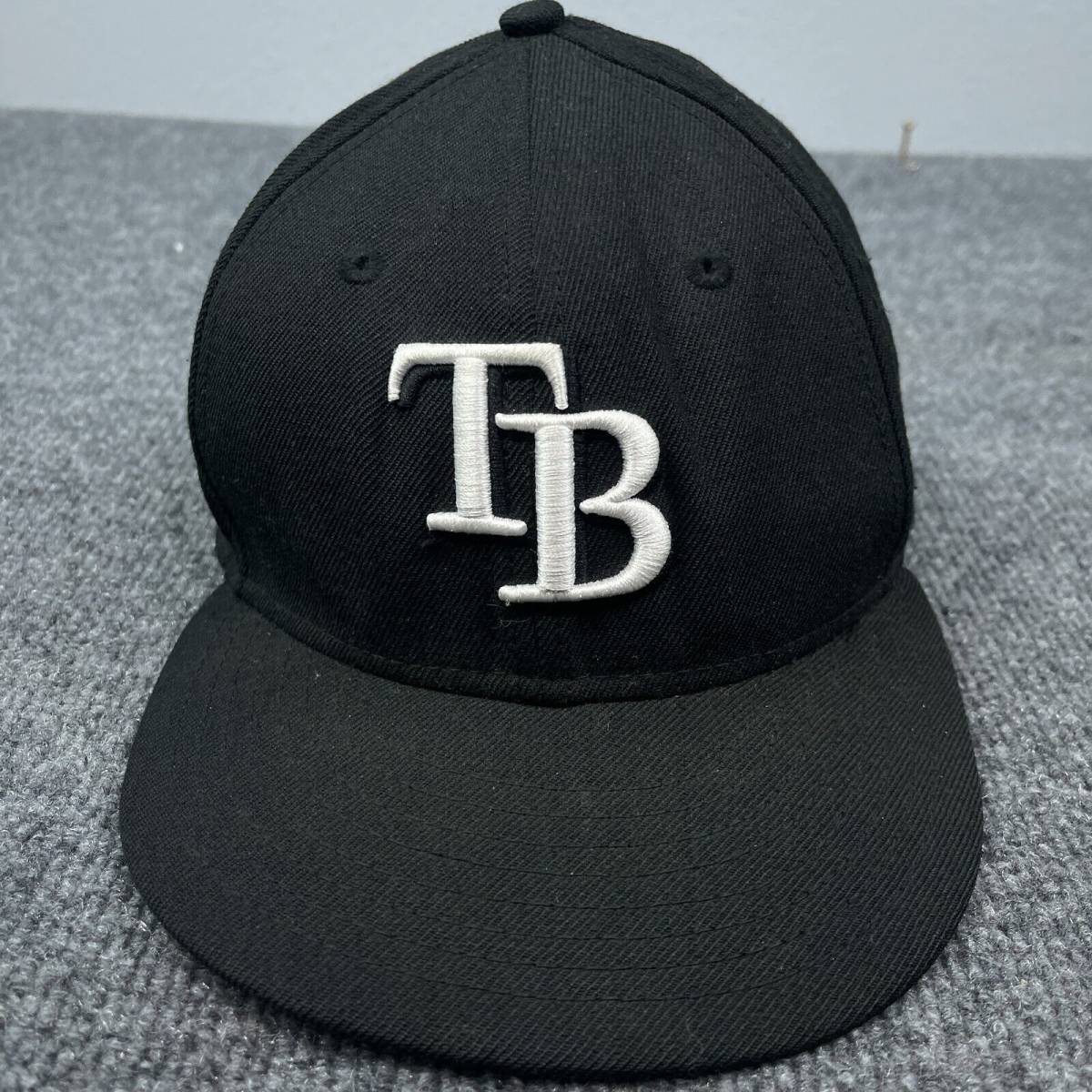 New Era Tampa Bay Rays 59Fifty Fitted Hat Size 7.5 Black Baseball MLB Cap 海外 即決