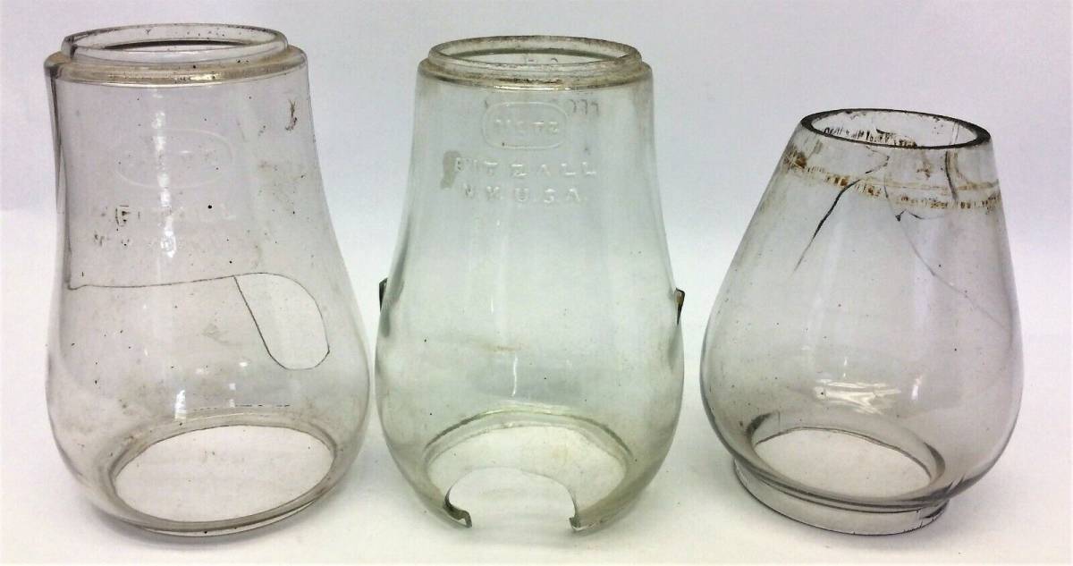 Antique Lot Cracked Broken Railroad Lamp Glass Dietz Fitzall C11 Globes Shades 海外 即決