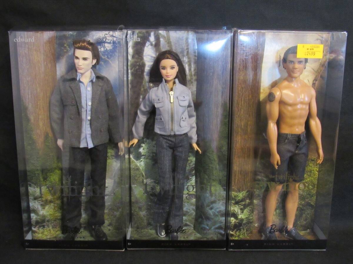 Barbie Twilight Set (3) Bella, Eward, Jacob Figures All Sealed and MIB B063 海外 即決