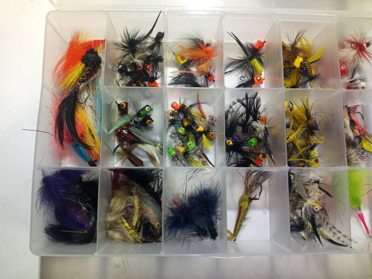 Fly Fishing Lot of Poppers with box & others 海外 即決 - 1