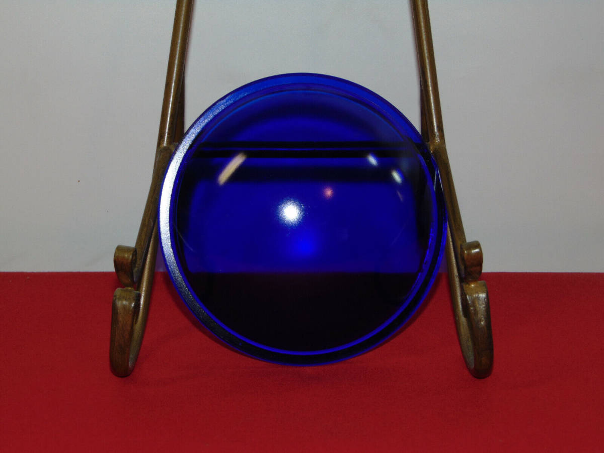 VINTAGE LAMP LANTERN TRAFFIC SIGNAL BLUE GLASS LENS 5 1/2" 海外 即決