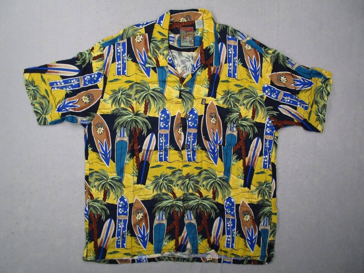 Vtg Pineapple Connection Shirt Mens Extra Large Yellow Floral Button Up Surf 海外 即決 - 0