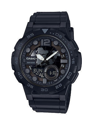 Casio Men's Quartz Analog-Digital Black Resin Band 47mm Watch AEQ100W-1BV 海外 即決