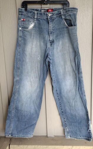 VTG Southpole Mens 36x30 Distressed Baggy Loose Fit Wide Leg Denim Jeans 海外 即決