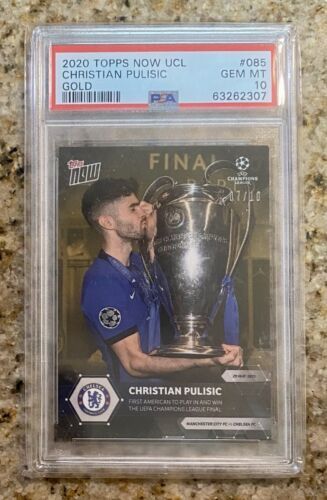 2020 TOPPS NOW UCL #085 CHRISTIAN PULISIC /10 GOLD PARALLEL PSA 10 — POP 3 海外 即決 - 0