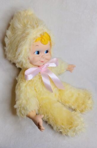Rushton Snow Baby Yellow Plush Doll Rubber Face 20 Inch Ribbon Rare Vintage 海外 即決 - 1