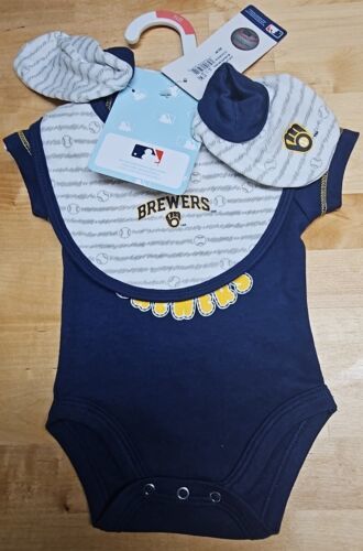 Milwaukee Brewers Baby Newborn Bring Home Baby Gift Baseball Outfit Booties Bib 海外 即決