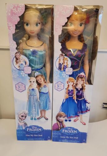 3 Feet Tall Disney Frozen Princess Elsa & Anna 38" Set of 2 My Size Dolls NOB 海外 即決