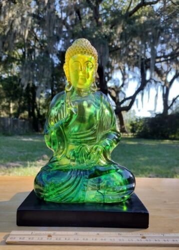 Mid Century Green Lucite Citrine Buddha Dorothy Thorpe Style Meditation Room MCM 海外 即決