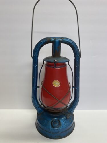 Dietz NY, Monarch, Blue Kerosene Lantern with Red Globe, Swing Handle 海外 即決