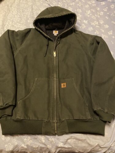 Carhartt Jacket Men Size 2Xl Hooded Duck Sandstone J130 MOS Zip Rare Color 海外 即決