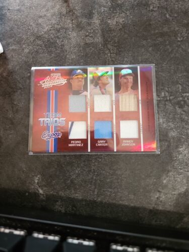 2005 Playoff Absolute Trios Game Used Pedro /Gary Carter/Randy Johnson # 6/10 海外 即決