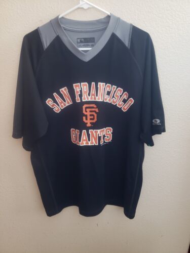 San Francisco Giants Black Polyester V-Neck Shirt Size L by True Fan for MLB 海外 即決