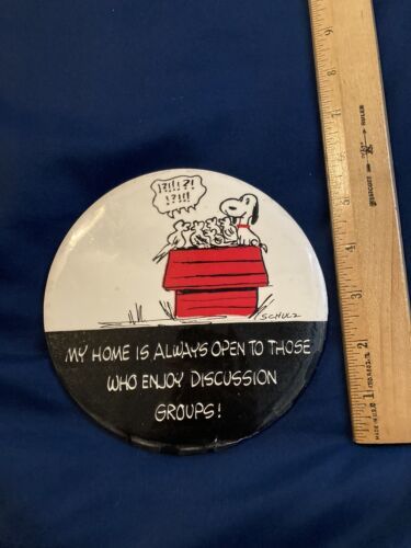 RARE Vtg Original 1995 Peanuts Snoopy 6” LARGE Button, Pin, Schulz Woodstock 海外 即決