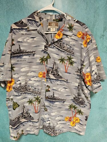 Vintage Kalaheo US Military Ships Men's XL Hawaiian Shirt 海外 即決