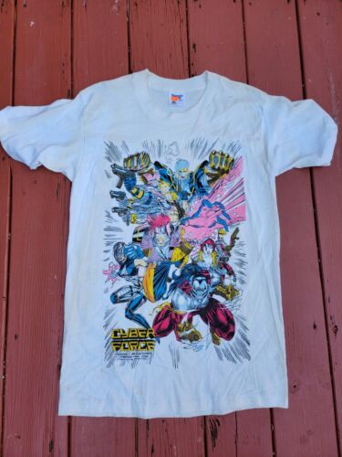 Vintage 1992 Marc Silvestri Cyber Force Comic Single Stitch Shirt L STAINED 海外 即決