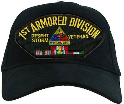 1st Armored Division Desert Storm Vet with ribbon low profile emblematic cap 海外 即決