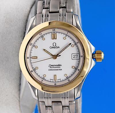 Mens Omega Seamaster 18K Gold SS Automatic Chronometer watch White Dial 2301.20 海外 即決