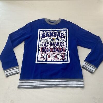 Mens Kansas KU Jayhawks Long Sleeve Sweater T Shirt XL 1865 Rock Chalk VTG Look 海外 即決