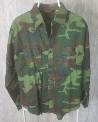 VTG Red Head Hunting Shirt Jacket Button Up Mens Large Green Camouflage Camo 海外 即決