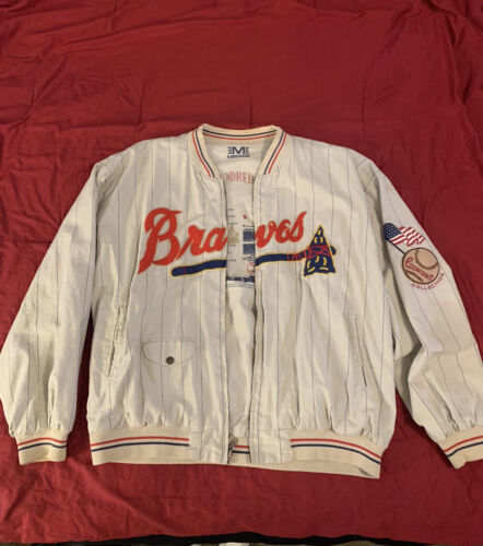 Vintage MLB Cooperstown Collection Jacket Atlanta Braves White/Blue/Red ZipUp XL 海外 即決