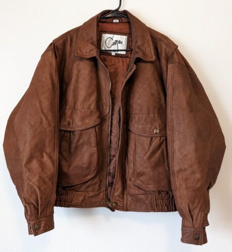 Vintage Cooper Brown Leather Jacket Bomber New Zealand Outback Mens Large 海外 即決
