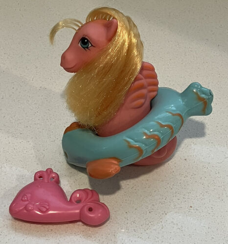 Vintage 1984 G1 My Little Pony Baby Sea Pony Backstroke w/Original Float & Brush 海外 即決