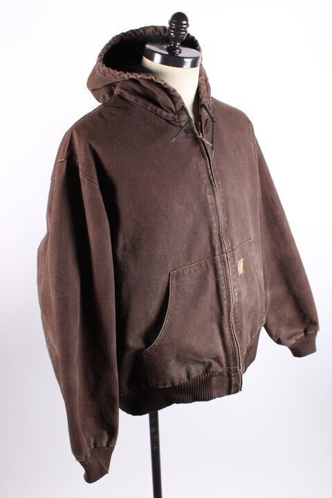 Vintage CARHARTT J130 DKB Duck Quilted Hoodie Coat Jacket Mens Size 2XL XXL 海外 即決