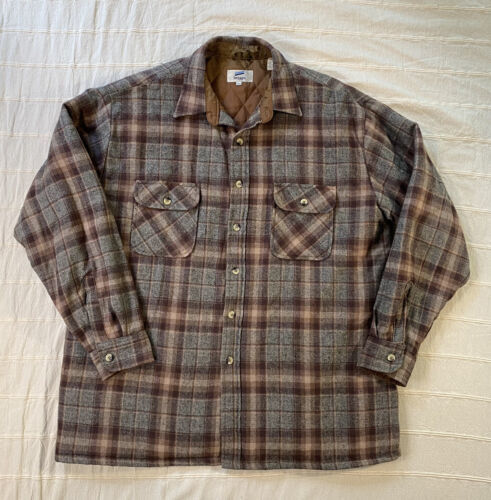 Vintage Briggs Quilted Flannel Shirt Men's Size XL Wool Cholo Button Up Shirt 海外 即決