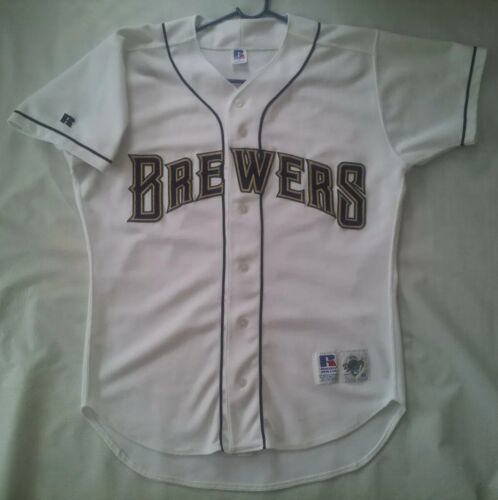 VINTAGE RUSSELL ATHLETIC MILWAUKEE BREWERS AUTHENTIC BASEBALL JERSEY IN SIZE 44 海外 即決