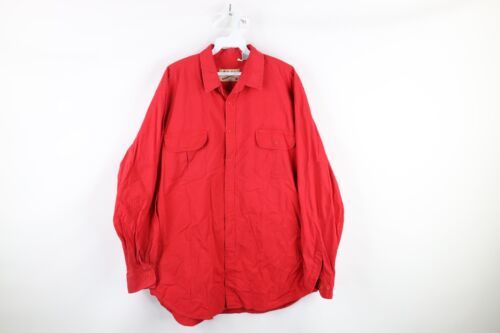 Vintage 90s Cabelas Mens Large Faded Elbow Patch Double Pocket Button Shirt Red 海外 即決