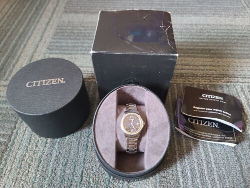 Citizen Eco-Drive Silhouette Swarovski Crystal 29mm Woman's Watch FE1140-86L 海外 即決