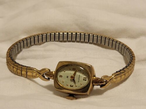 Vintage 1930-40s Hamilton 17 Jewel 10K Yellow Gold RGP Bezel Ladies Wristwatch 海外 即決