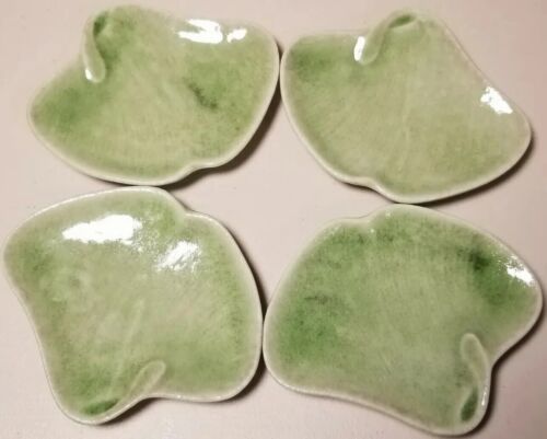 New Set of 4 Japanese Kotobuki Glazed Pottery Sushi Sauce Dipping Dishes Plates 海外 即決