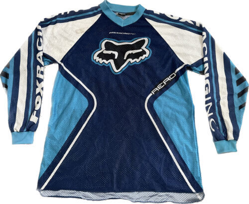 Vintage 90s Fox Racing Aero MotoCross Long Sleeve Jersey Shirt Large Mesh VTG 海外 即決